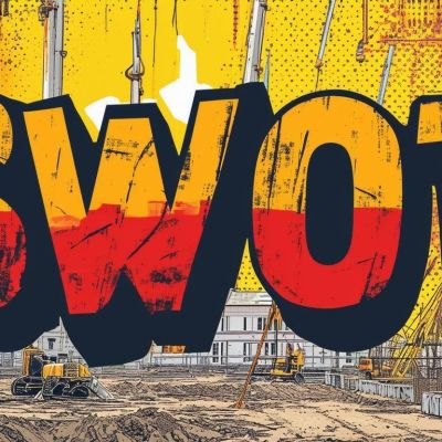 A SWOT logo on a construction site